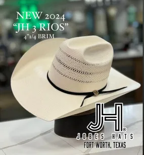 2024 Jobes Hats Straw Hat “3 RIOS” 4”1/4 Brim (Comes open and flat)