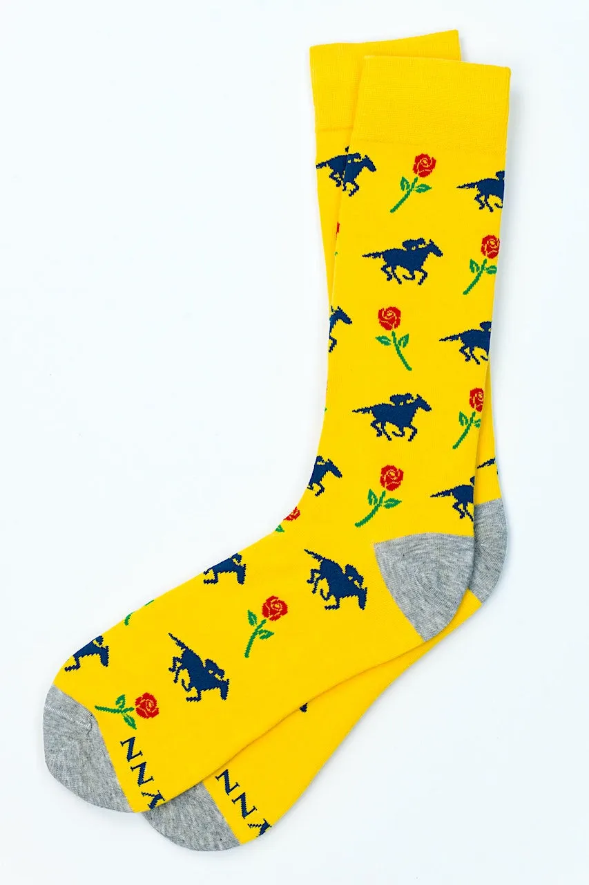 Alynn Socks Horse Racing Victory Rose in Yellow