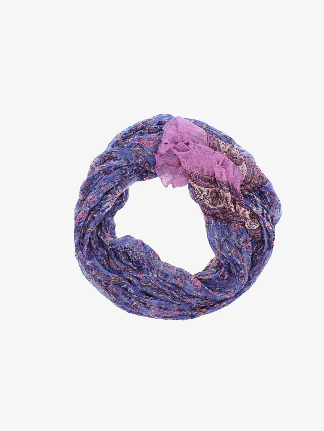 Chiffon Handmade Vibrant Purple and Pink Floral Block Print Scarf