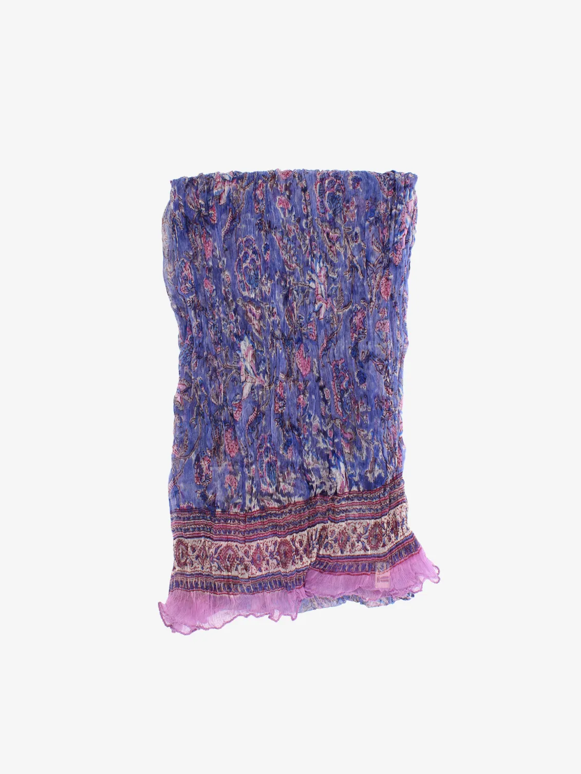 Chiffon Handmade Vibrant Purple and Pink Floral Block Print Scarf