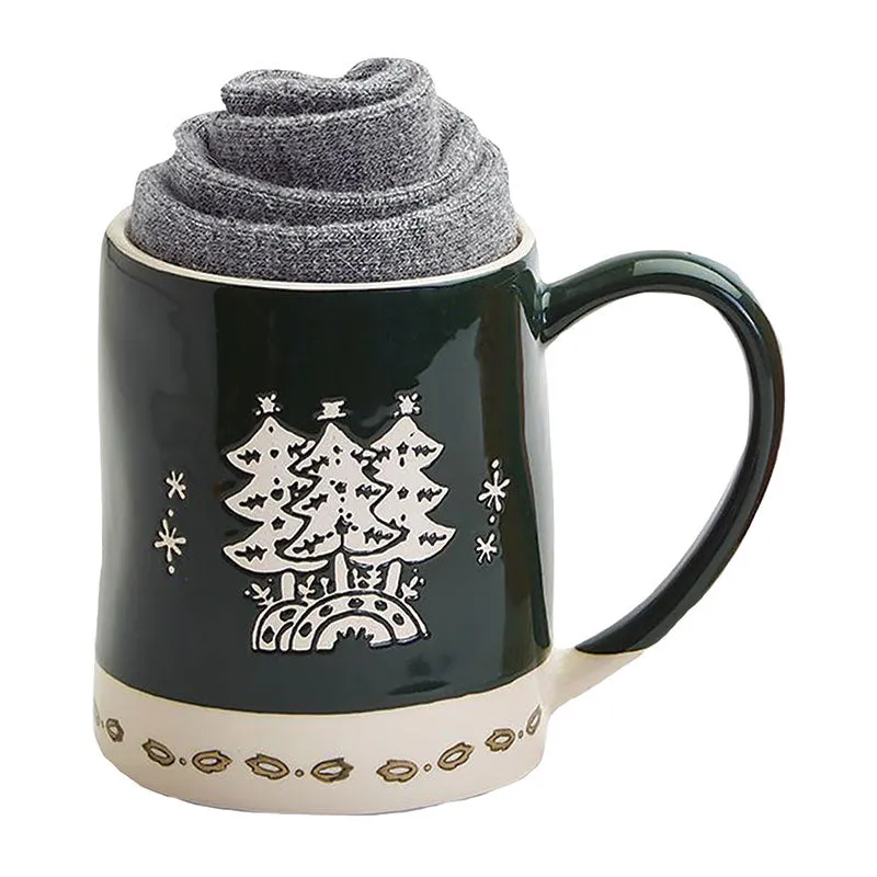 Christmas Mug with Soft Socks - Green