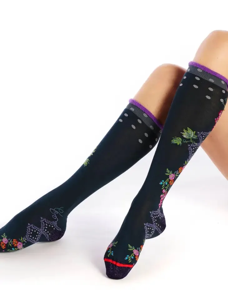 Cotton Bacchus Knee Socks By Fil De Jour