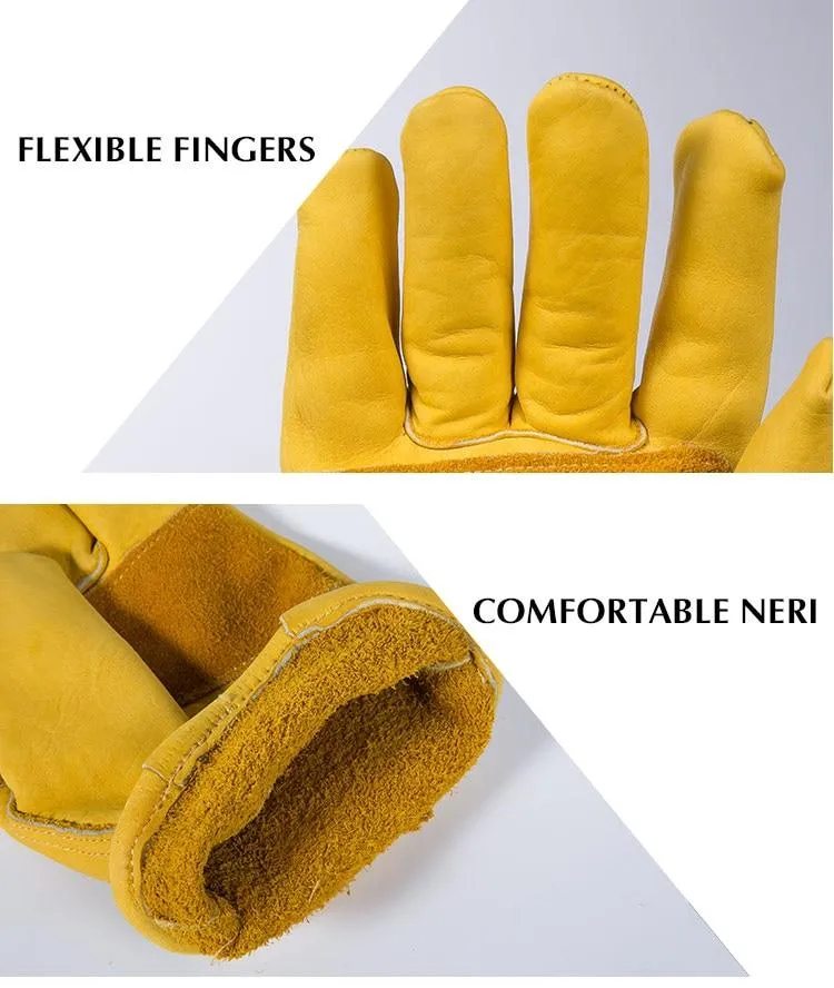 Cowhide Leather Protection Wear Safety Working Welding Warm Gloves