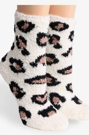 Cozy Leopard Socks In Ivory