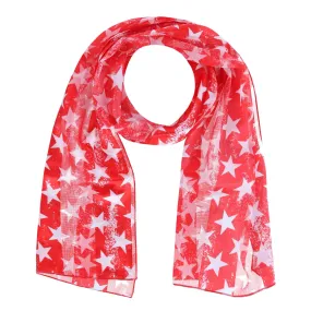 CTM® Women's Patriotic Star Print Lightweight Scarf