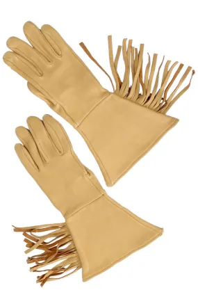 Deerskin Vintage Gauntlet Gloves Western Motorcycle Fringe