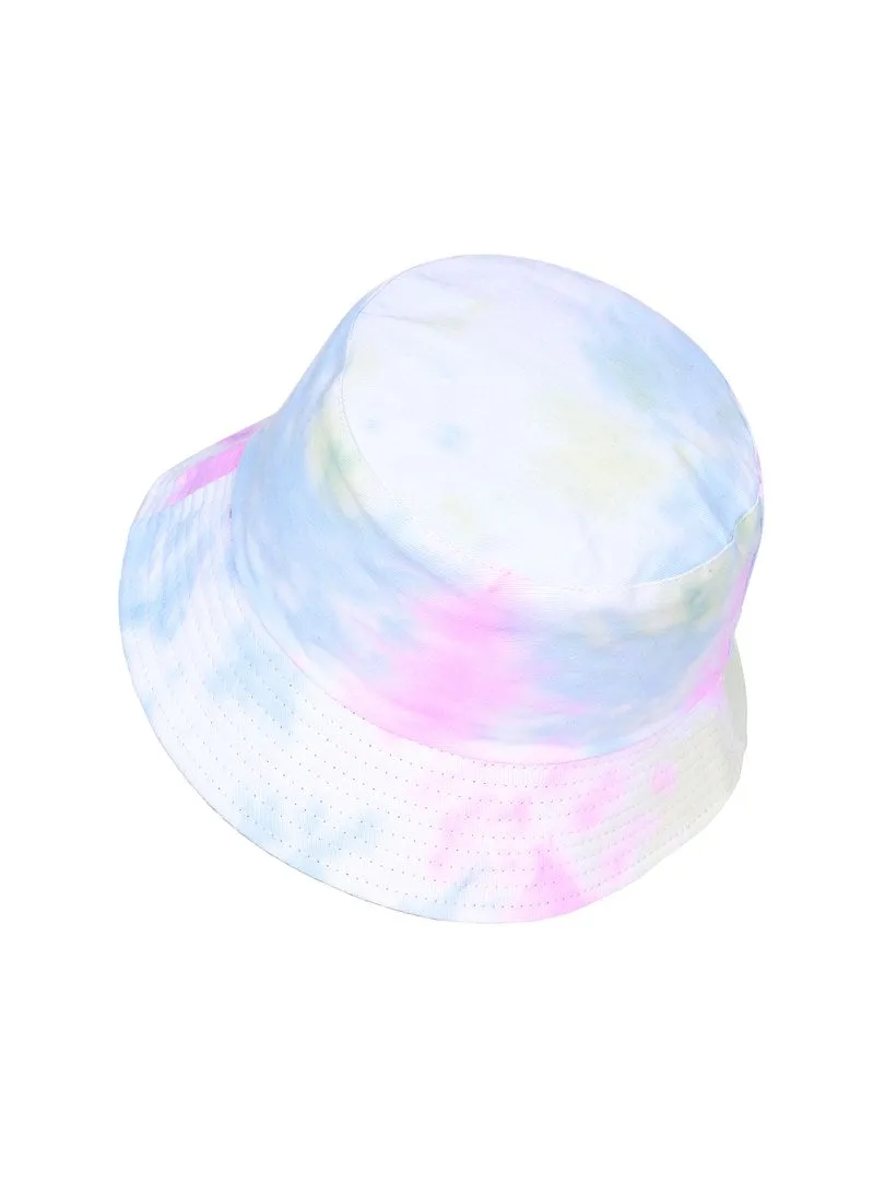 FabSeasons Multi Color Tie-Dye Reversible Bucket Hats: Blue-Pink-White