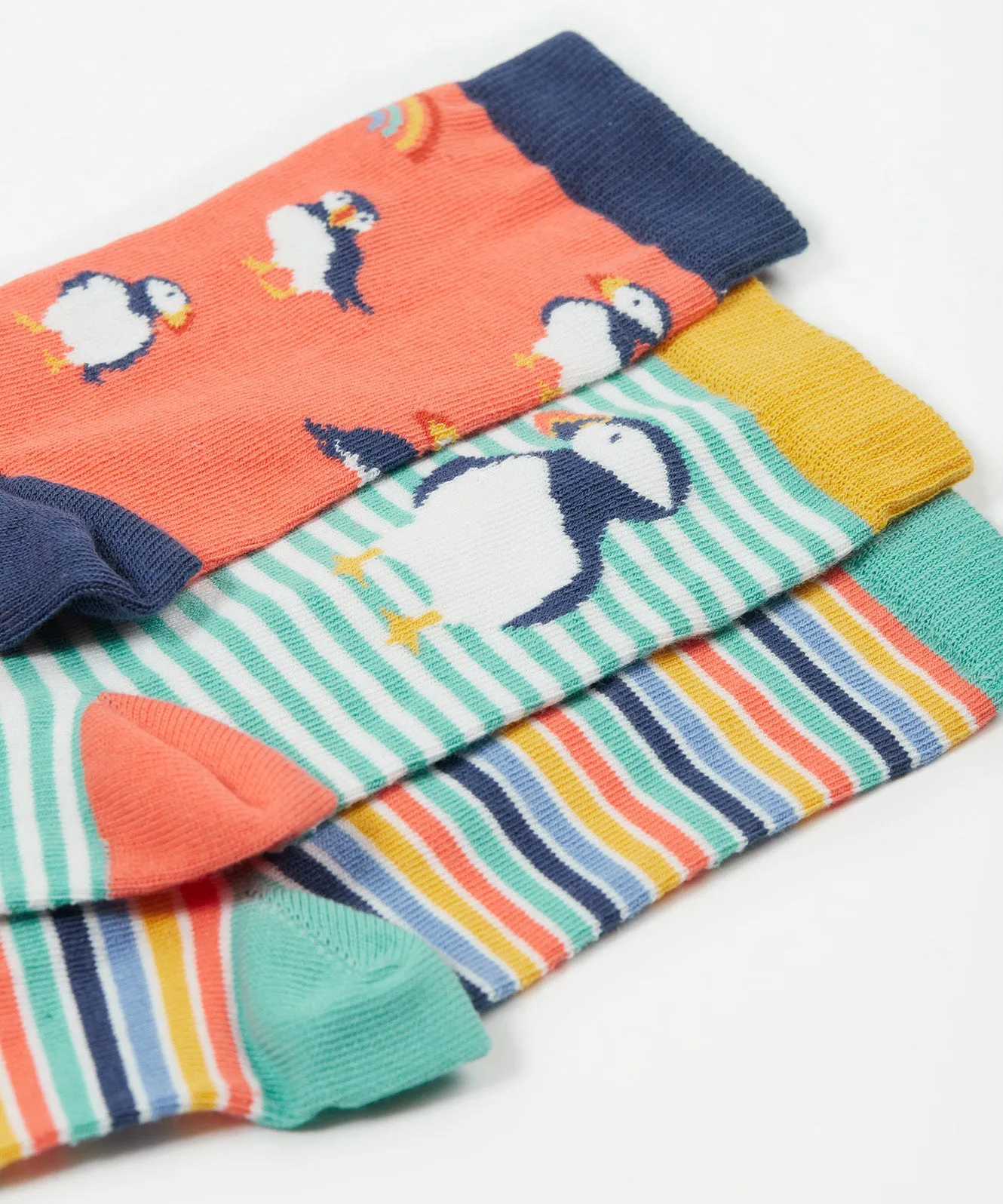 Frugi Rock My Socks 3 Pack - Cantaloupe/Puffin