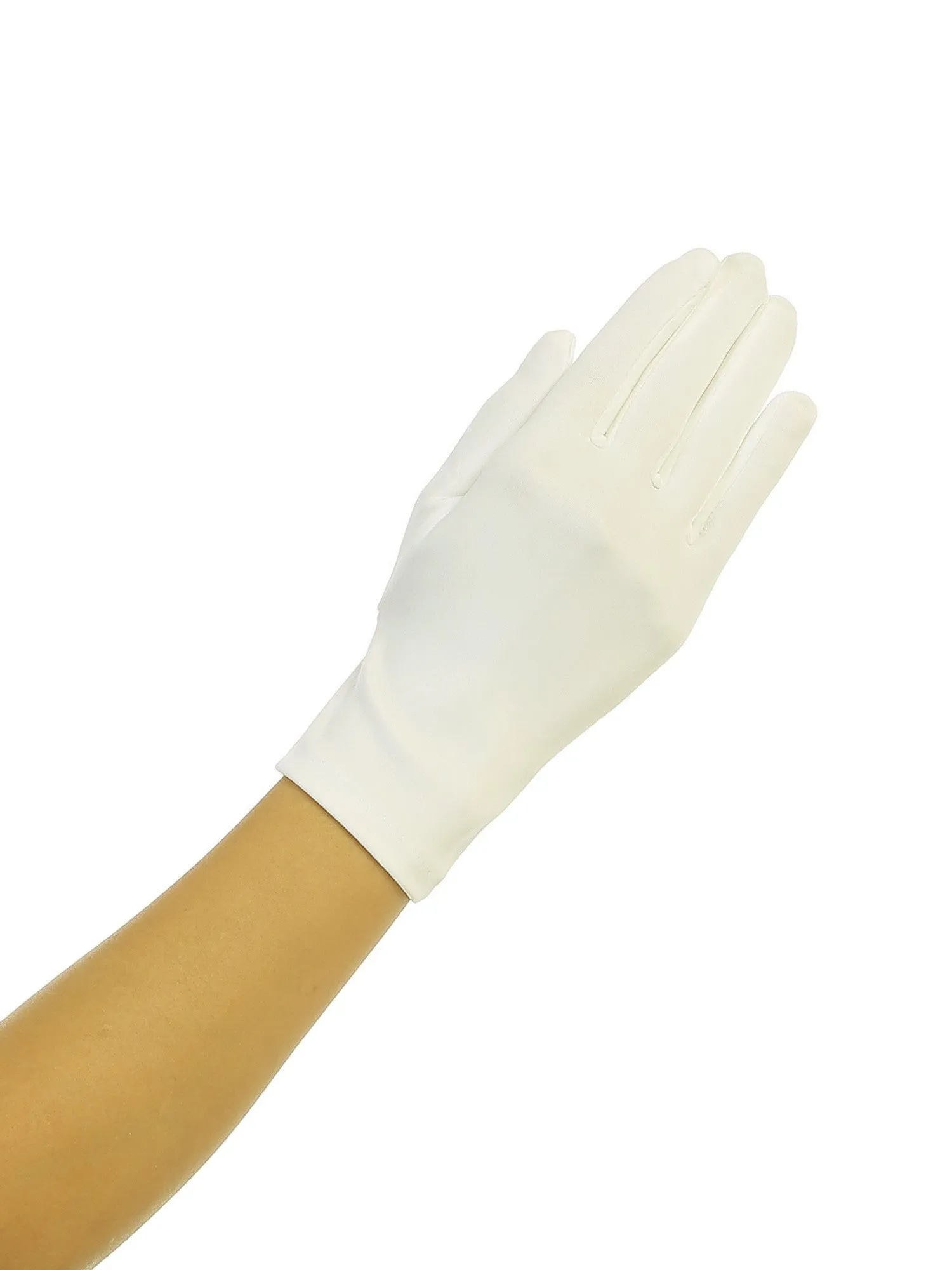 Girls Ivory Wrist Length Matte Satin Stylish Special Occasion Gloves 0-14