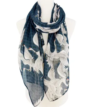 JC071146 Navy-White Crane Scarf