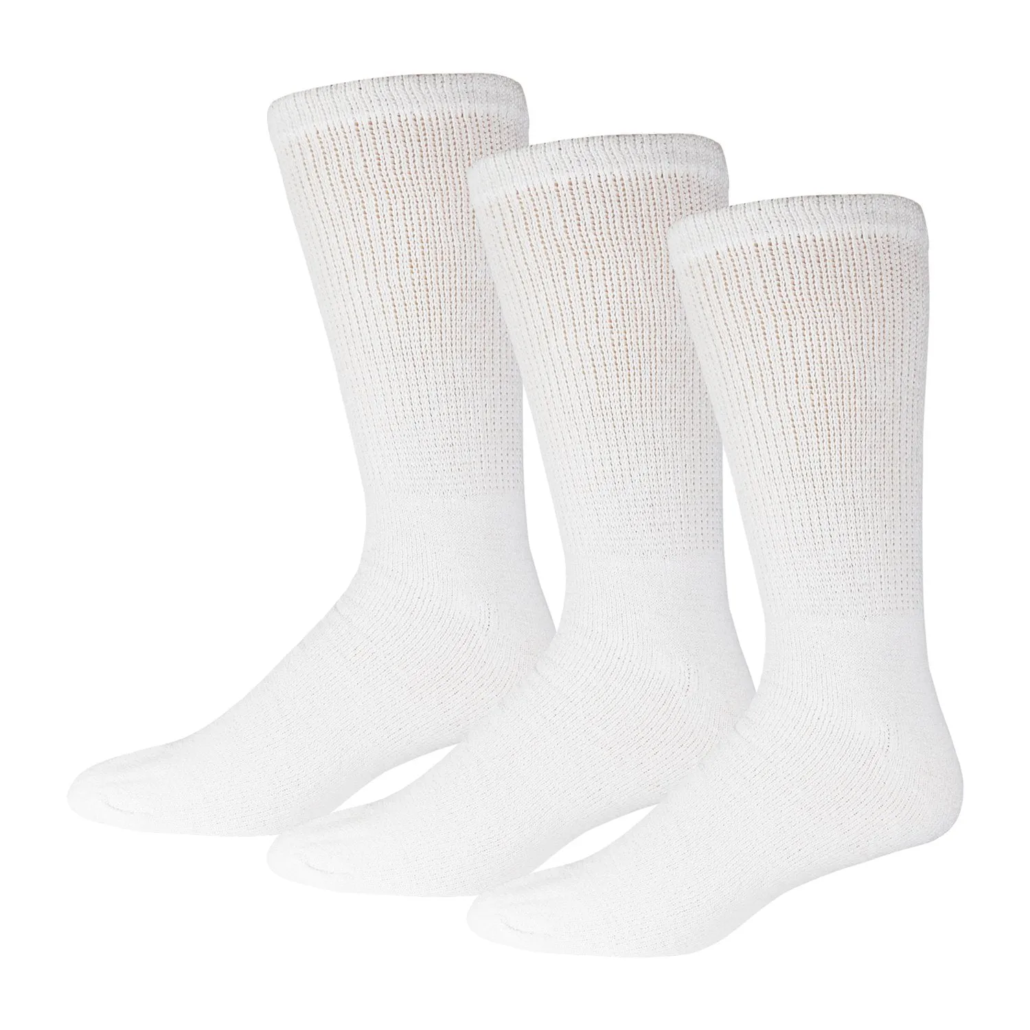 Ladies Diabetic Neuropathy Extra Stretchy Cotton Crew Socks, Women's Shoe Size 6-11