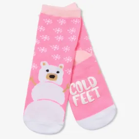 Little Blue House Pink Snow Bear Crew Socks