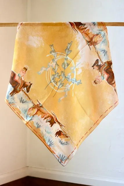 Longhorn Open Range Cowgirl Wild Rag: Western Scarf Bandana Silk Tencel Wildrag