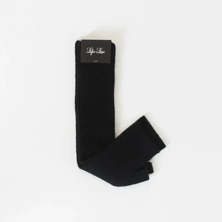 Lyla & Luxe Long Fingerless Gloves| Black