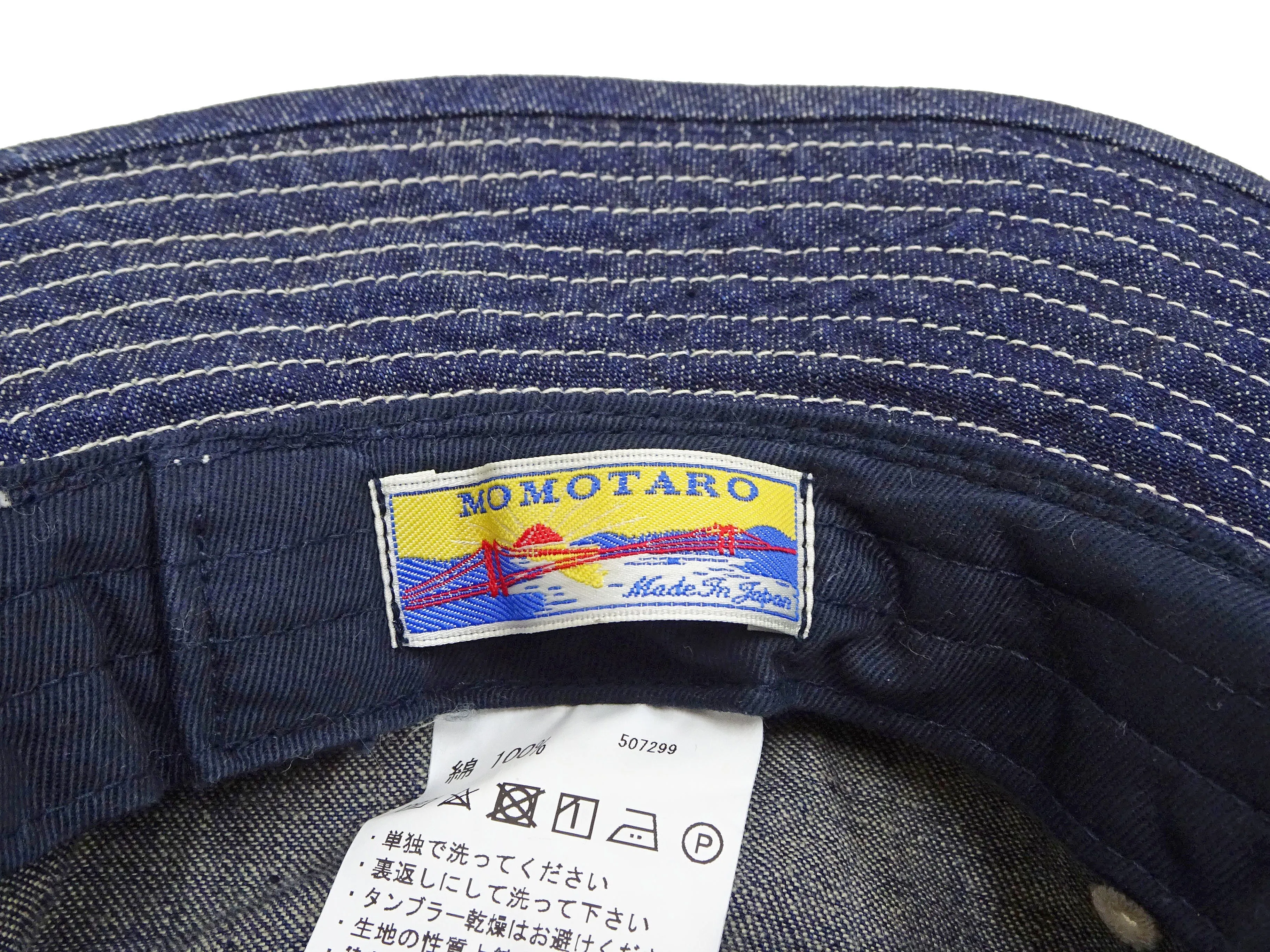 Momotaro Jeans Denim Bucket Hat Men's Casual Daisy Mae Hat Style Indigo Denim Boonie Hat MZCA0001