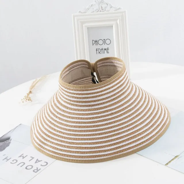 New Women Summer Visors Hat Foldable Sun Hat Wide Large Brim Beach Hats Straw Hat chapeau femme Beach UV Protection Cap