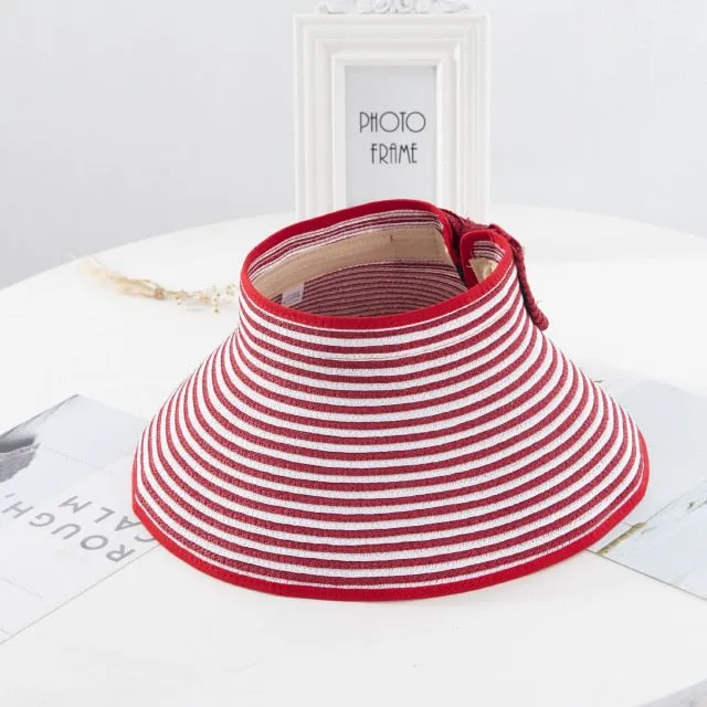 New Women Summer Visors Hat Foldable Sun Hat Wide Large Brim Beach Hats Straw Hat chapeau femme Beach UV Protection Cap