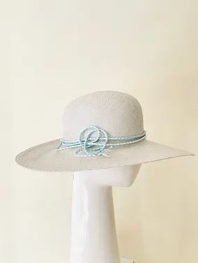 Pale Blue Wide Brim Panama Sun Hat