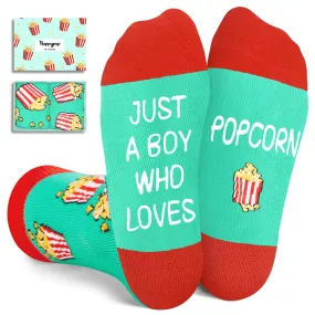 Popcorn Socks for Boy Kids - Funny Popcorn socks for Kids 7-9 Years Old, Fun Crazy Socks For Boys Girls, Movie Night Gifts