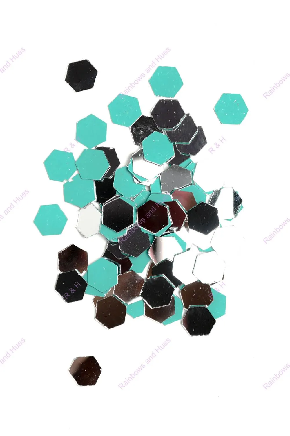 R&H Hexagon Shape Mirrors 100 Grams for LIPPAN Art, Mirror Art, MUD and Mirror Art, Craft, Mosaic Art, Home Decorations ETC,. (1 CM)