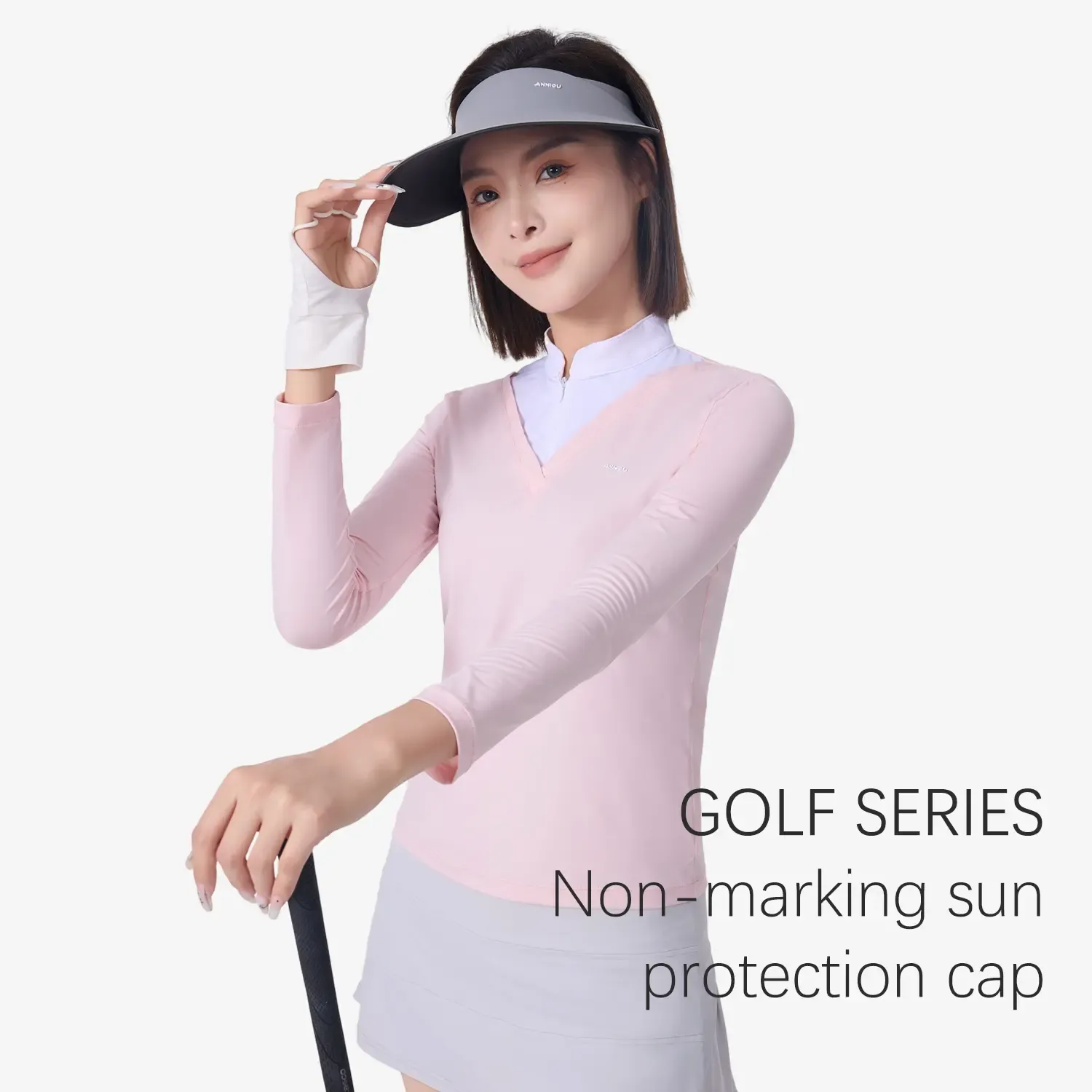 Sidiou Group ANNIOU Golf Sun Protection Cap Seamless Foldable Outdoor Visor Caps Ice Silk Breathable Empty Top Sun Hat