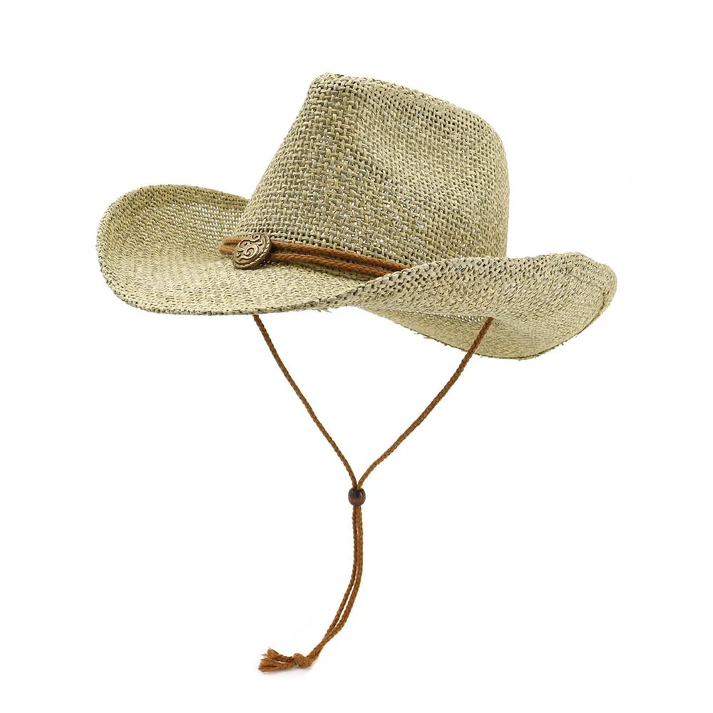 Straw Cowboy Hats Outdoor Seaside Beach Hat Sun Protection Sun Hat