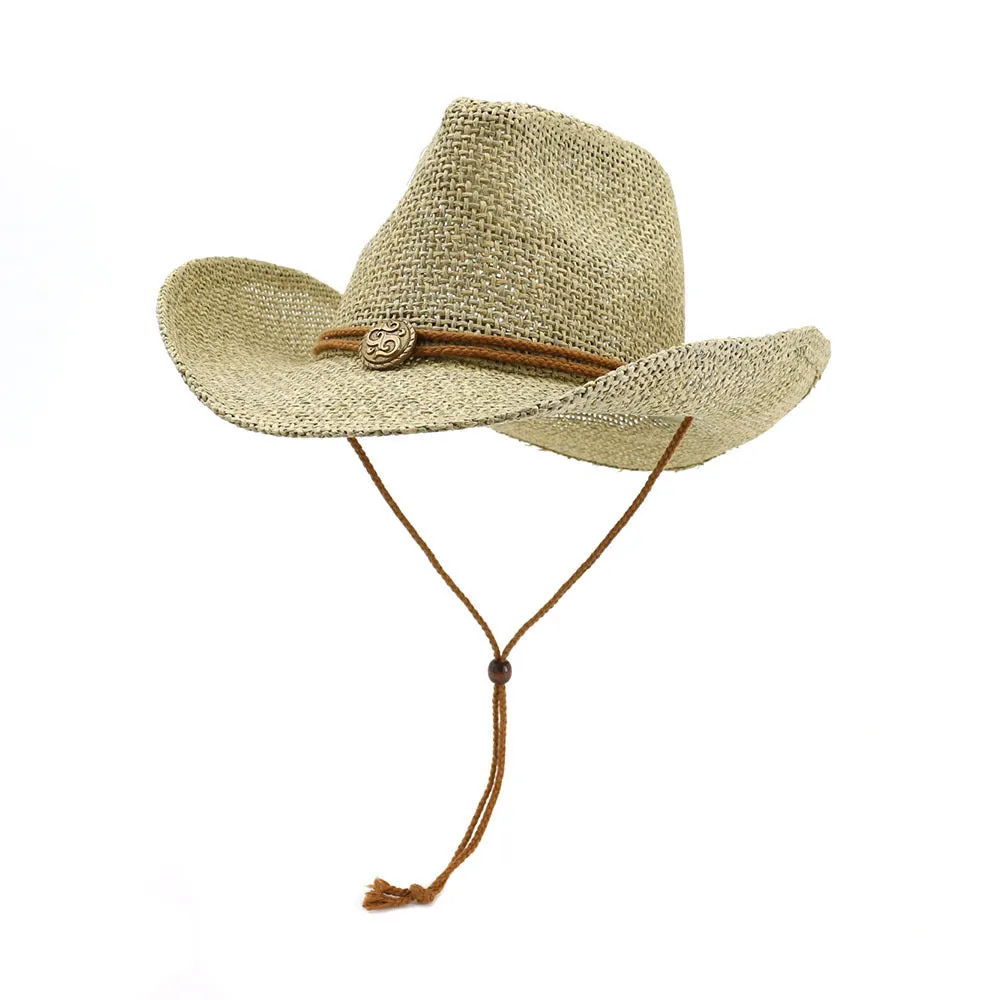 Straw Cowboy Hats Outdoor Seaside Beach Hat Sun Protection Sun Hat