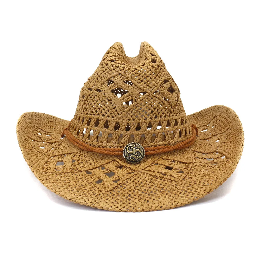 Straw Cowboy Hats Straw Cowboy Hat Male Outdoor Seaside Beach Hat