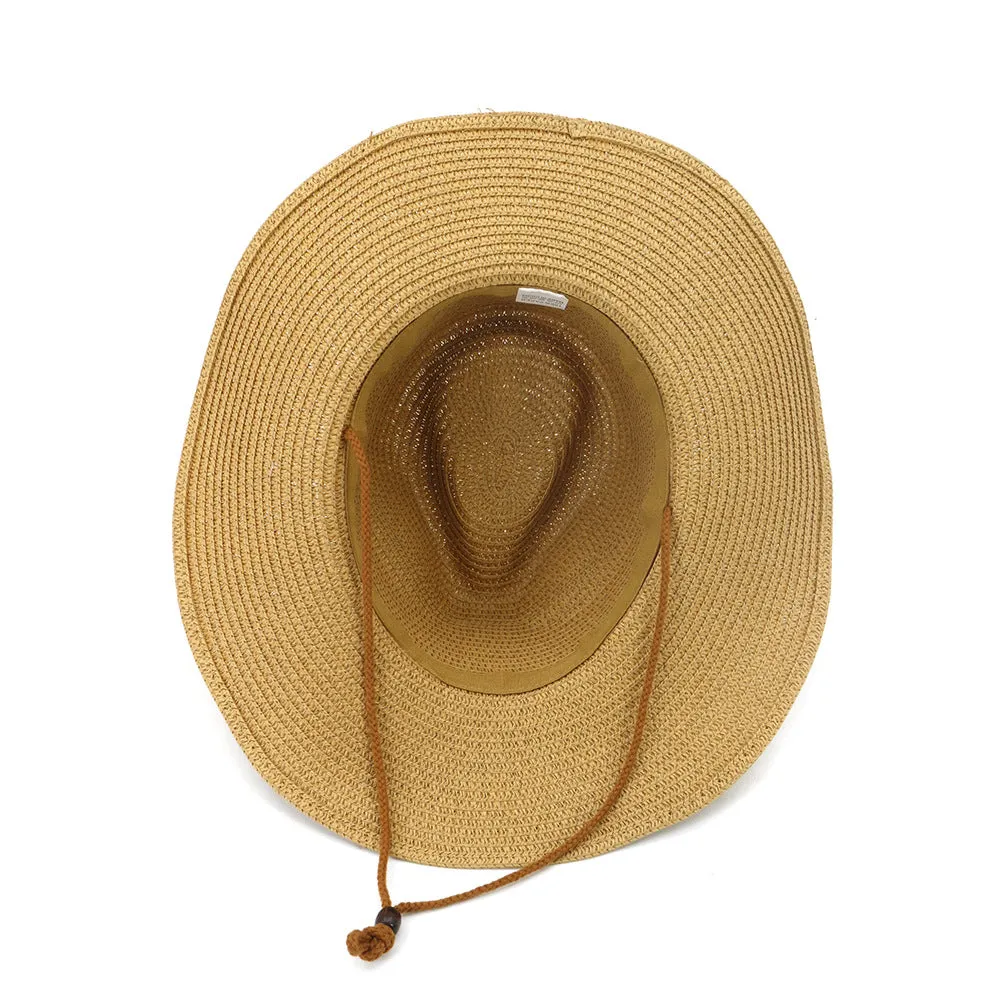 Straw Cowboy Hats Western Straw Cowboy Hat Top Hat Outdoor Seaside Beach Hat