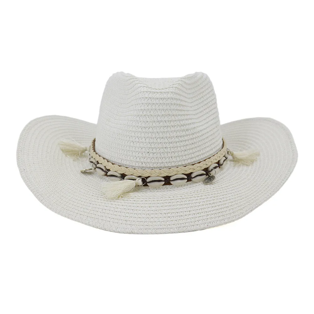 Straw Cowboy Hats Western Straw Cowboy Hat Top Hat Outdoor Seaside Beach Hat