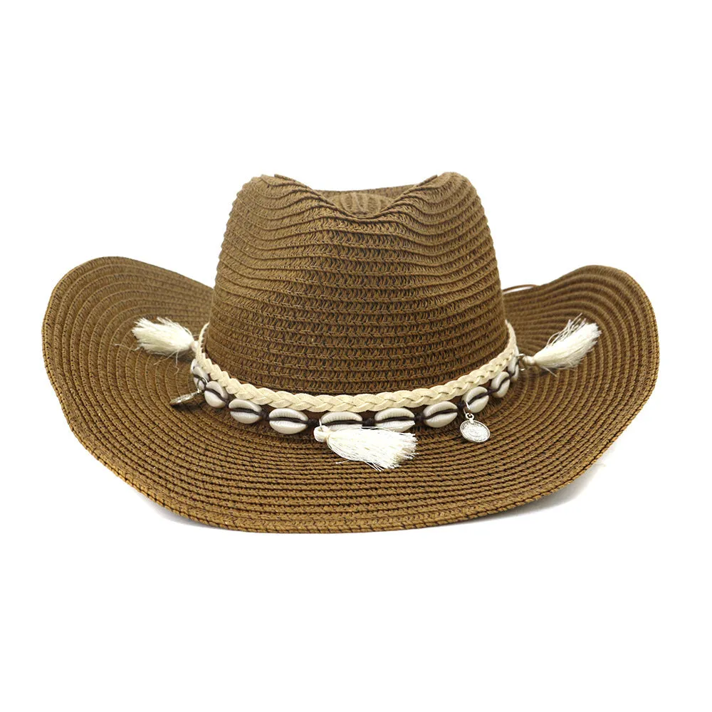 Straw Cowboy Hats Western Straw Cowboy Hat Top Hat Outdoor Seaside Beach Hat