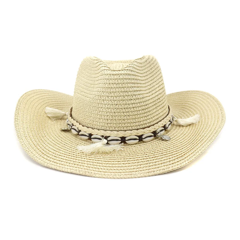 Straw Cowboy Hats Western Straw Cowboy Hat Top Hat Outdoor Seaside Beach Hat