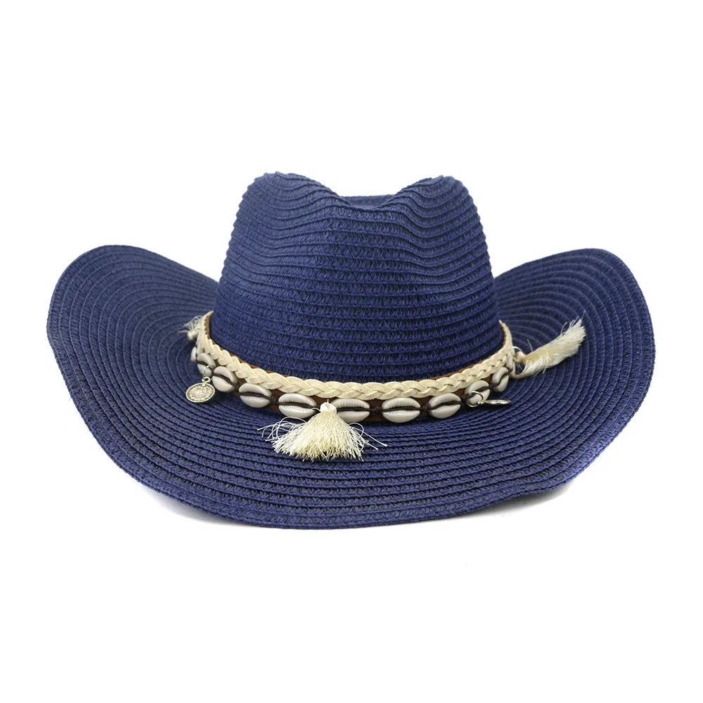 Straw Cowboy Hats Western Straw Cowboy Hat Top Hat Outdoor Seaside Beach Hat