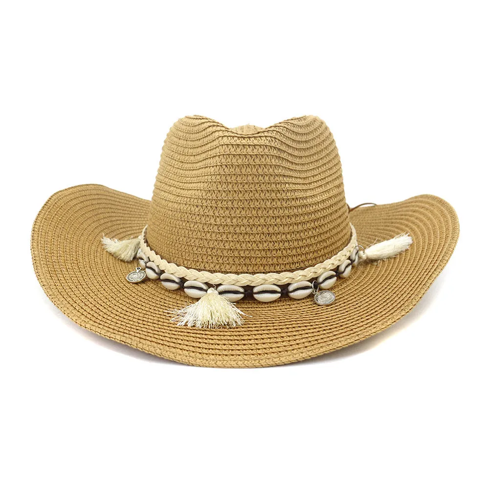 Straw Cowboy Hats Western Straw Cowboy Hat Top Hat Outdoor Seaside Beach Hat