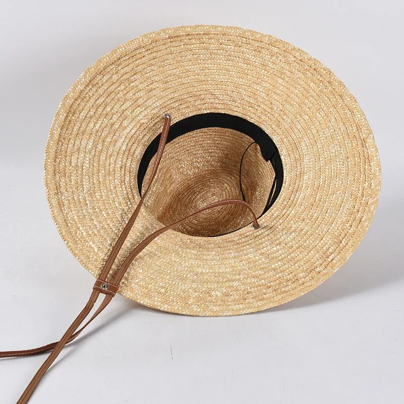 Straw Panama Hats with Belt Strap for Summer