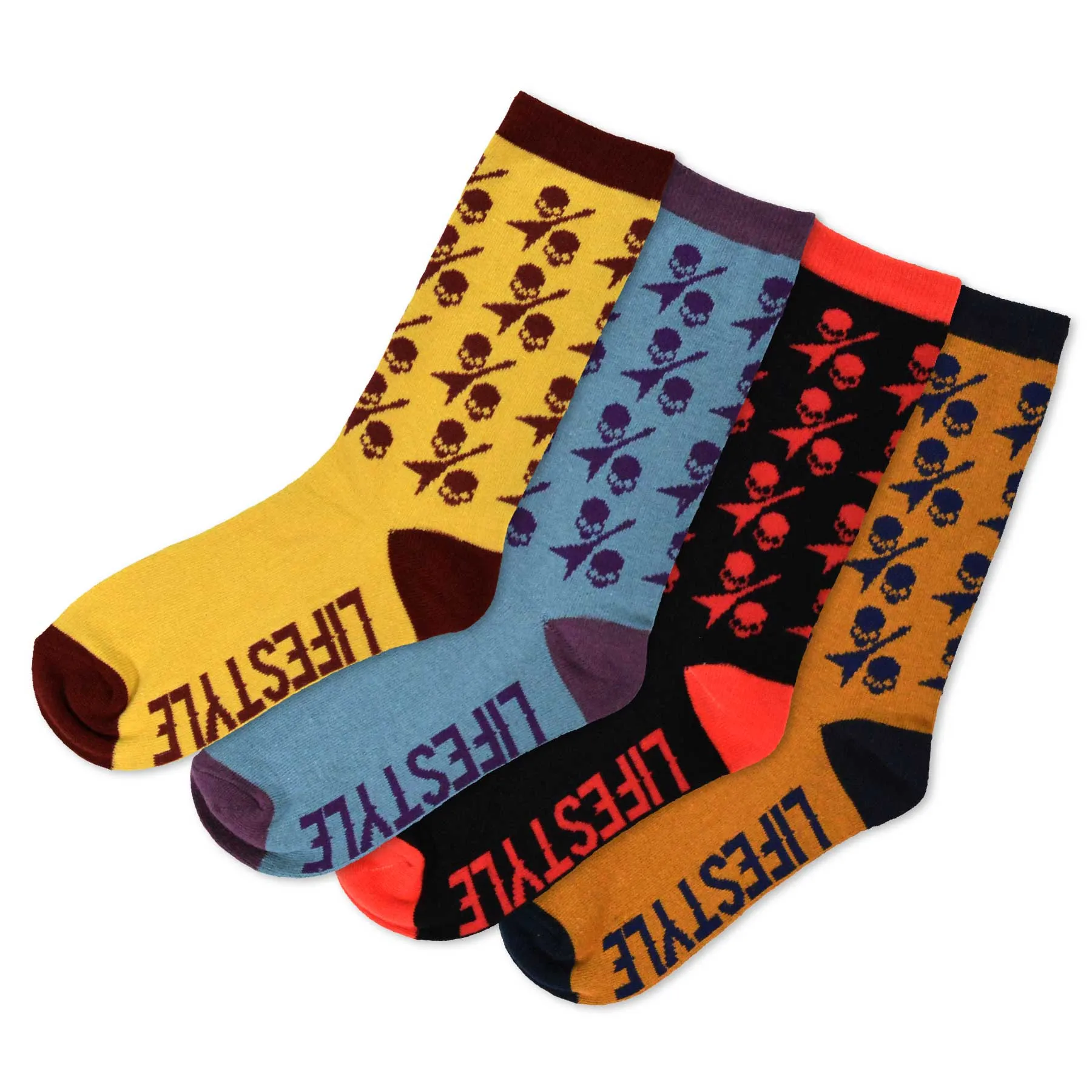 TeeHee Socks Men's Novelty Cotton Crew Electric Guitar 4-Pack (51135)