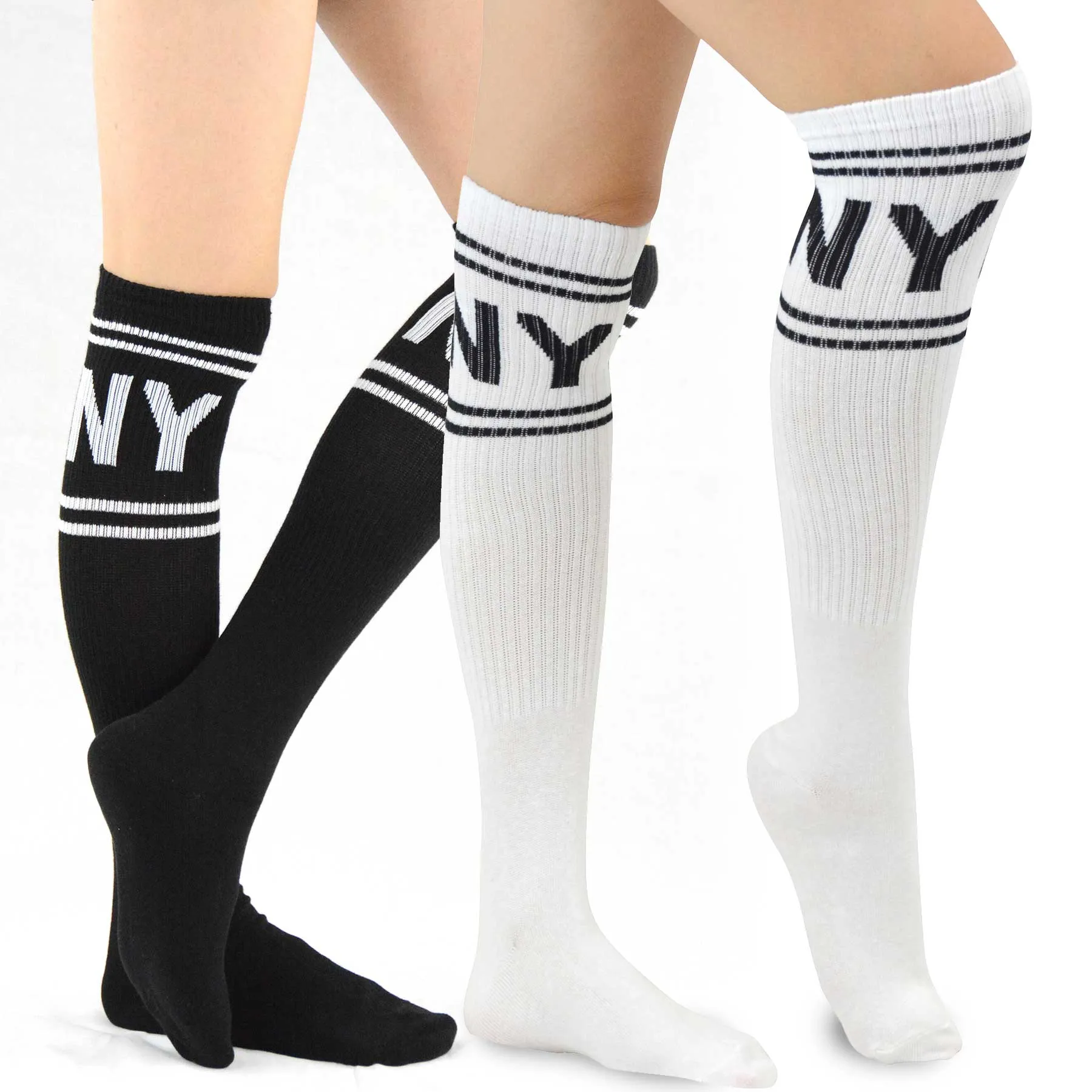 TeeHee Socks Women's Casual Cotton Knee High NY Stripe 2-Pack (11074)