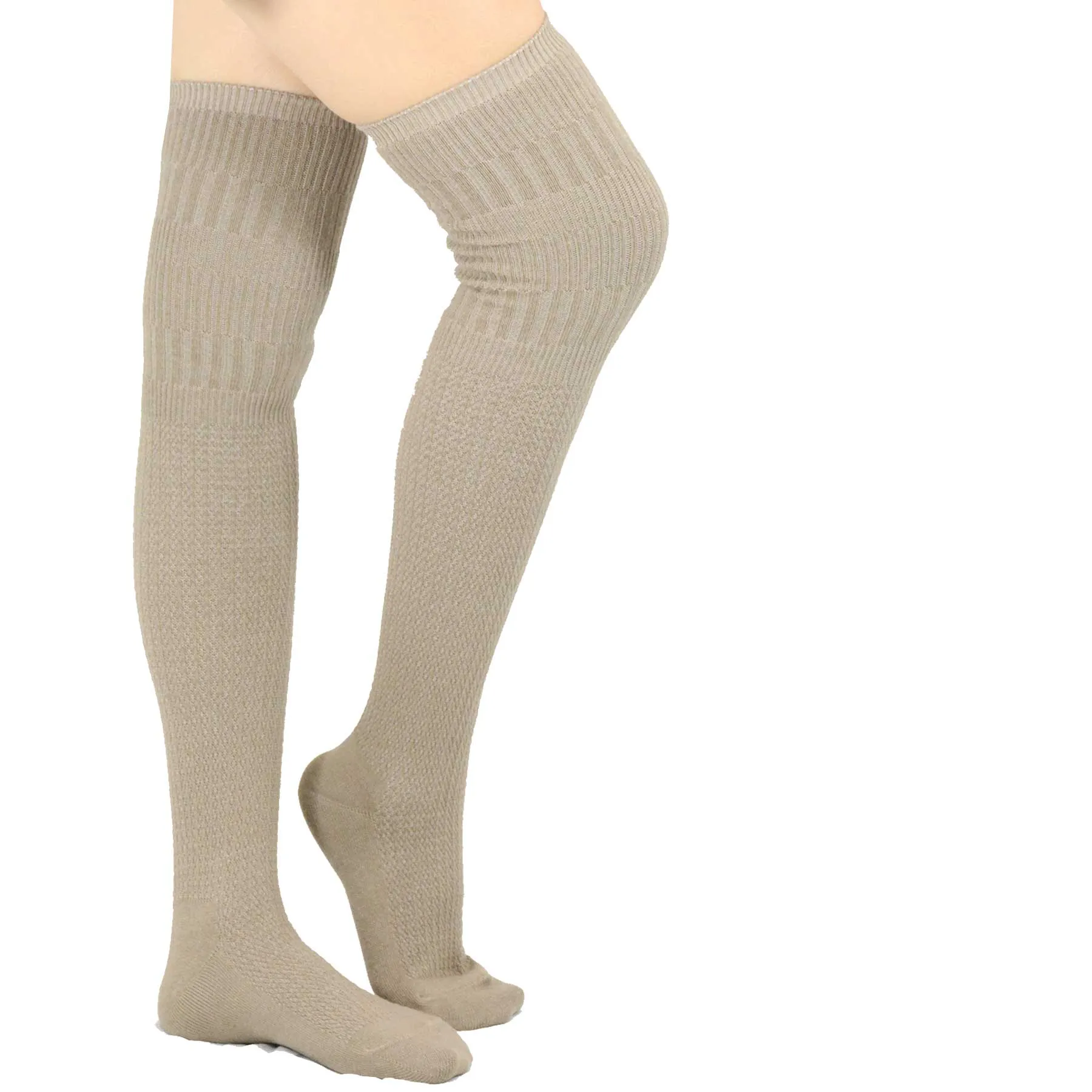 TeeHee Socks Women's Casual Cotton Over the Knee Knit Cable 3-Pack (11402)