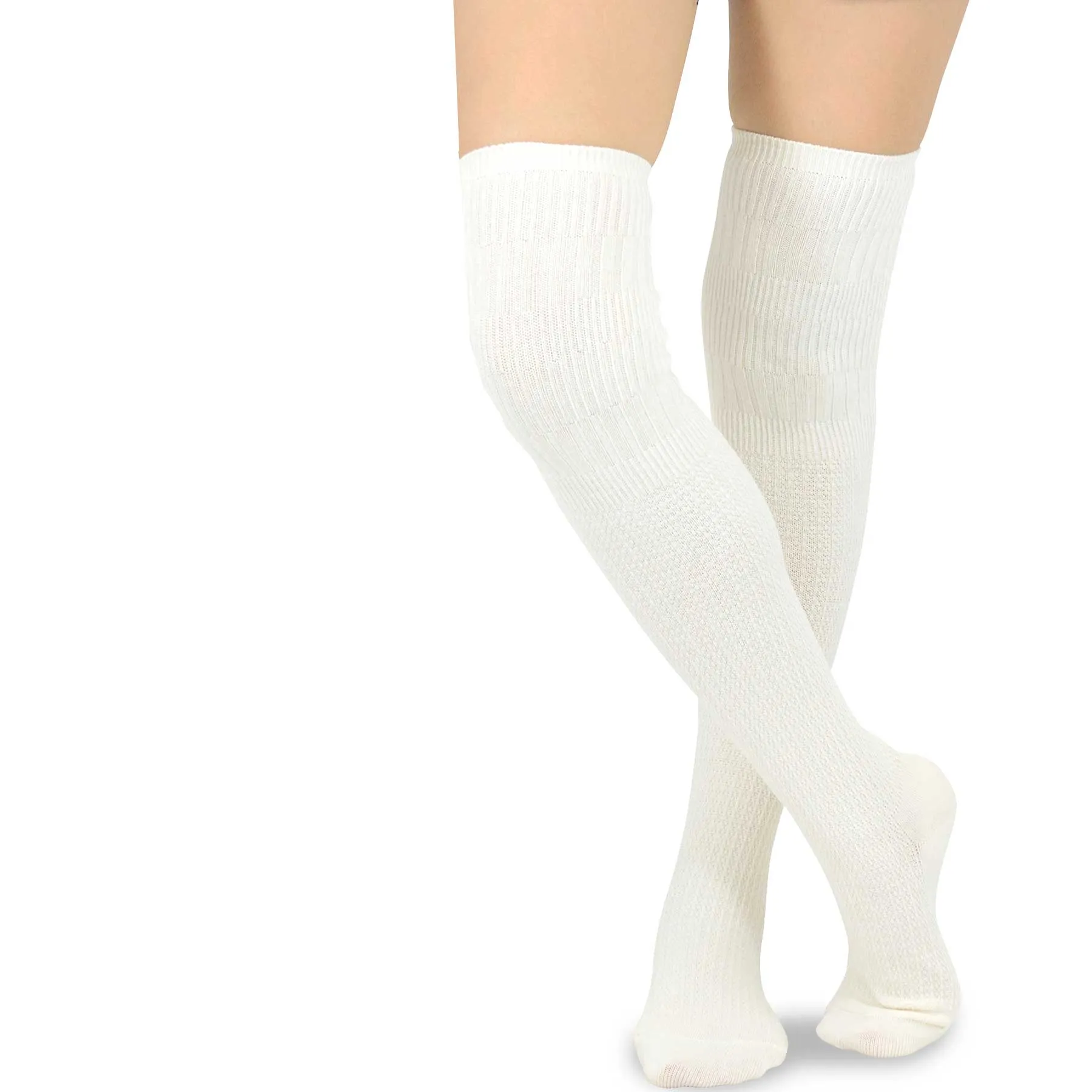 TeeHee Socks Women's Casual Cotton Over the Knee Knit Cable 3-Pack (11402)