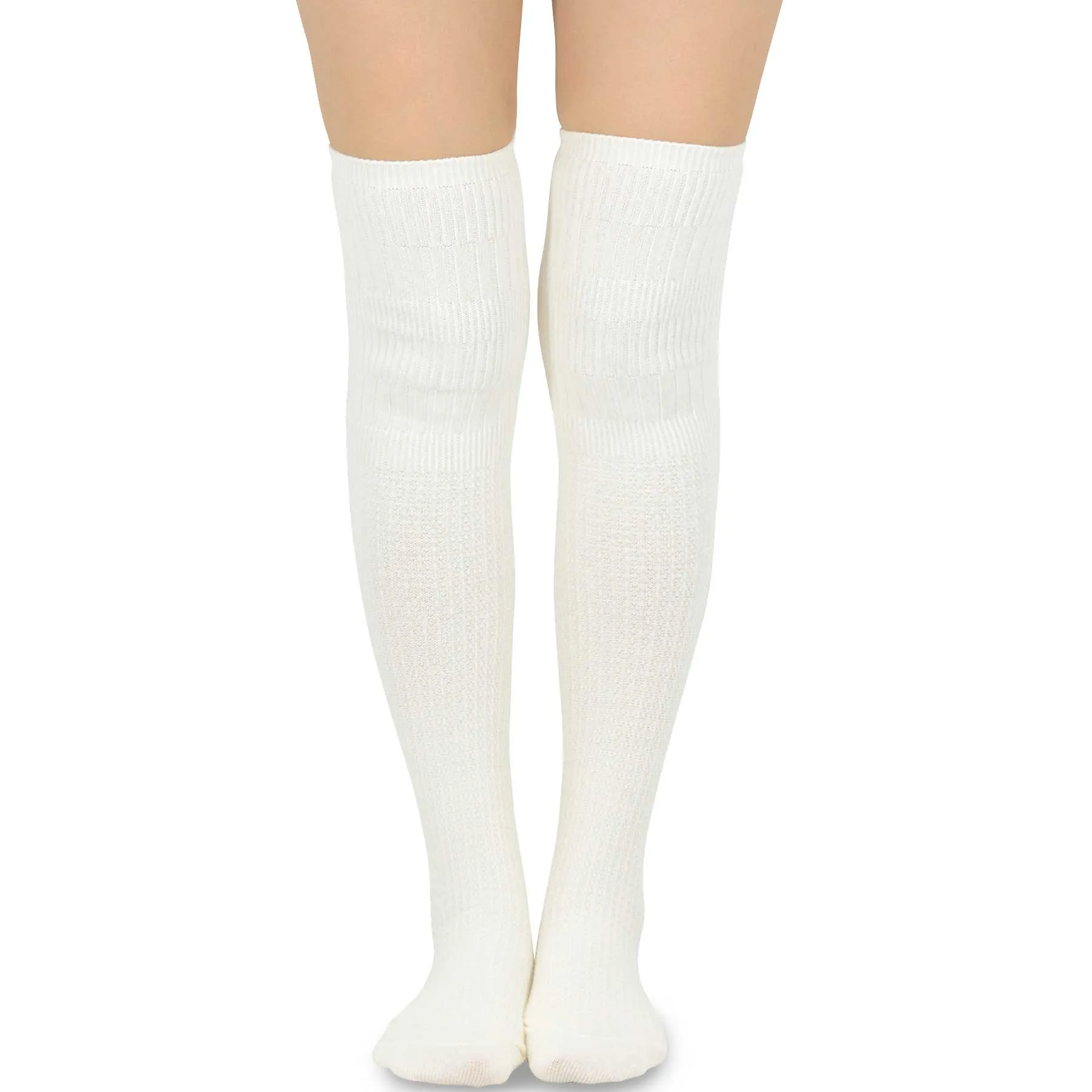 TeeHee Socks Women's Casual Cotton Over the Knee Knit Cable 3-Pack (11402)