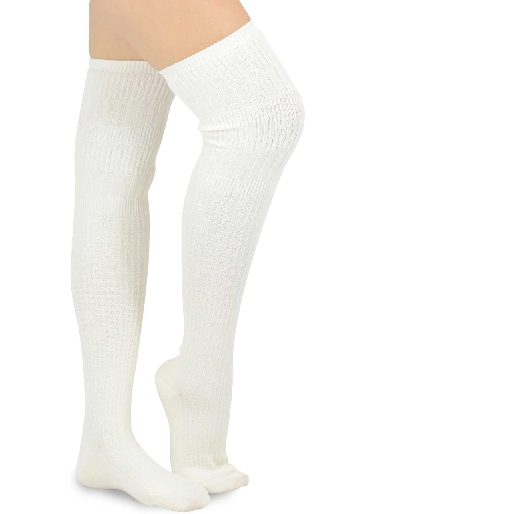 TeeHee Socks Women's Casual Cotton Over the Knee Knit Cable 3-Pack (11402)