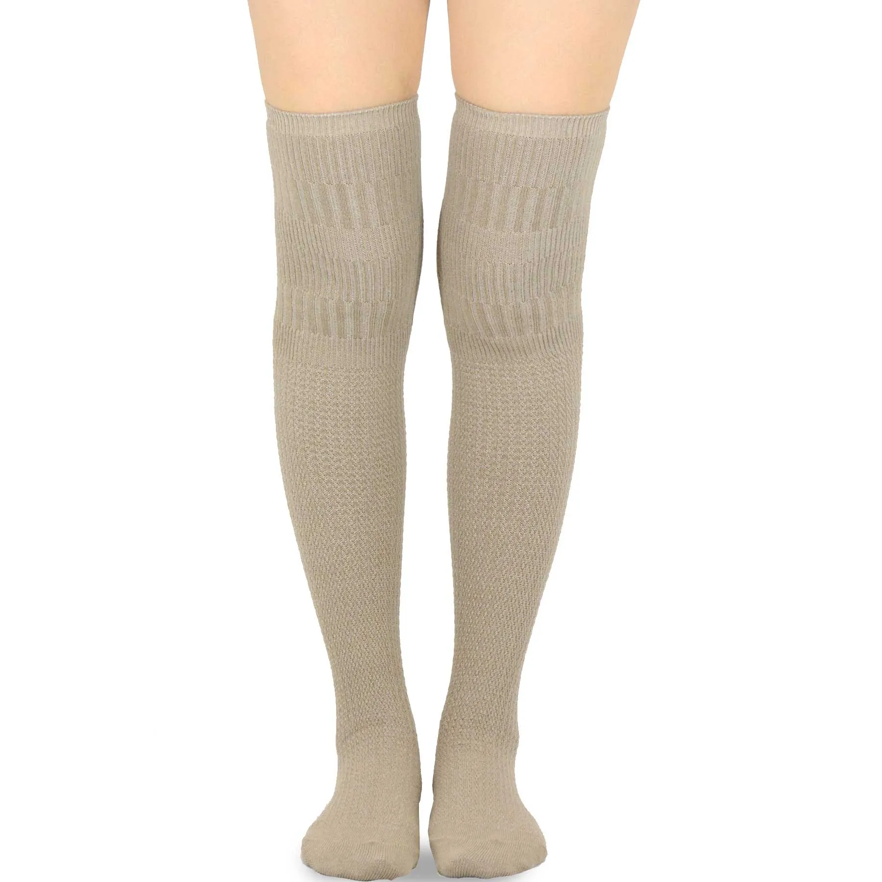 TeeHee Socks Women's Casual Cotton Over the Knee Knit Cable 3-Pack (11402)