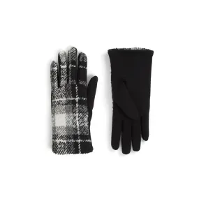 Textured Plaid Touchscreen Gloves - Black Plaid - Final Sale