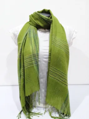 Thai Silky Plaid Scarf in Green