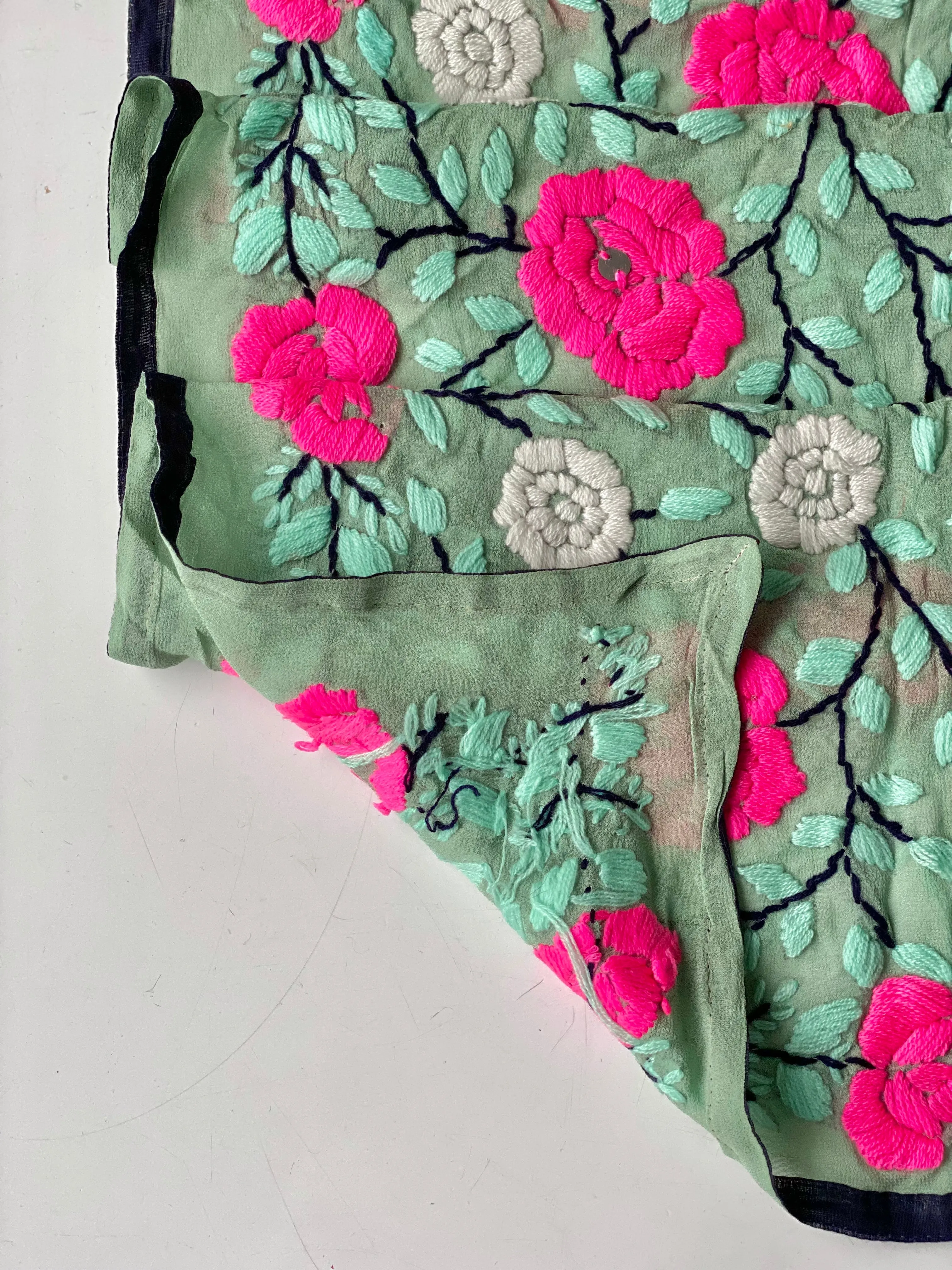 Turquoise x Pink Mini Georgette Neck Scarf / Wrap