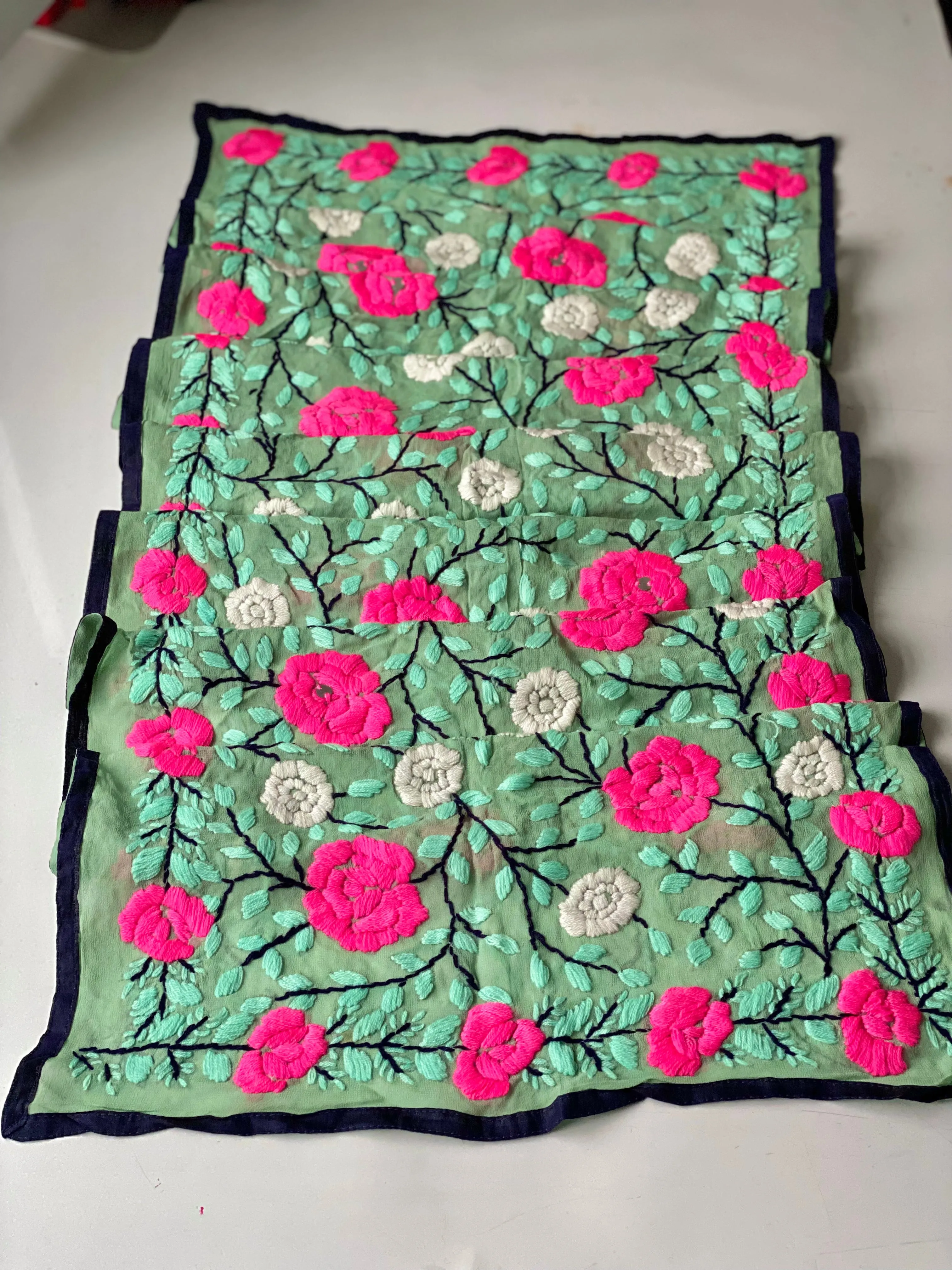 Turquoise x Pink Mini Georgette Neck Scarf / Wrap