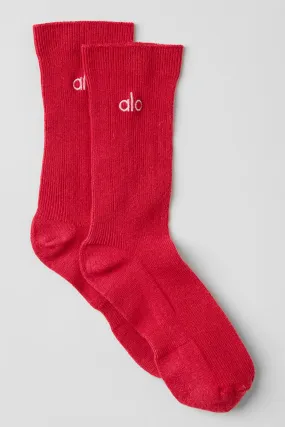 Unisex Half-Crew Understated Sock - Bold Red