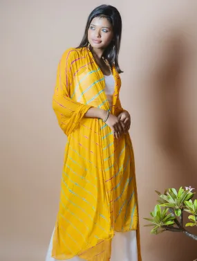 Vibrant Leheriya Georgette Stole - Sunshine Yellow