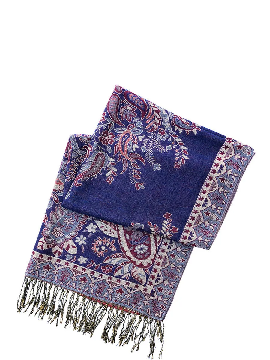 Women Ethnic Flower Taasel Shawl Scarves FG1021