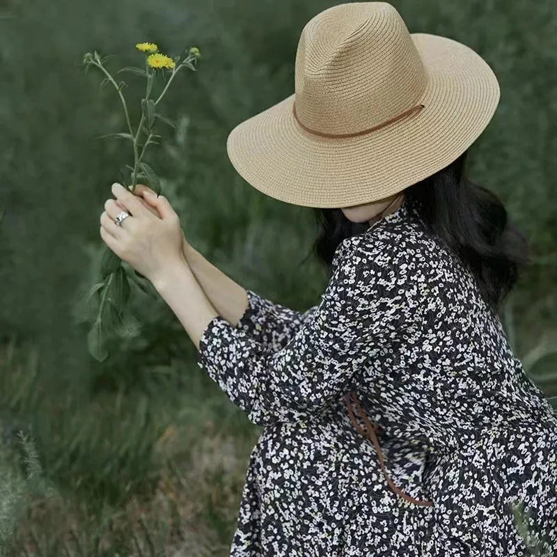 Women Straw Beach Hat Panama Sun Hats Fedora